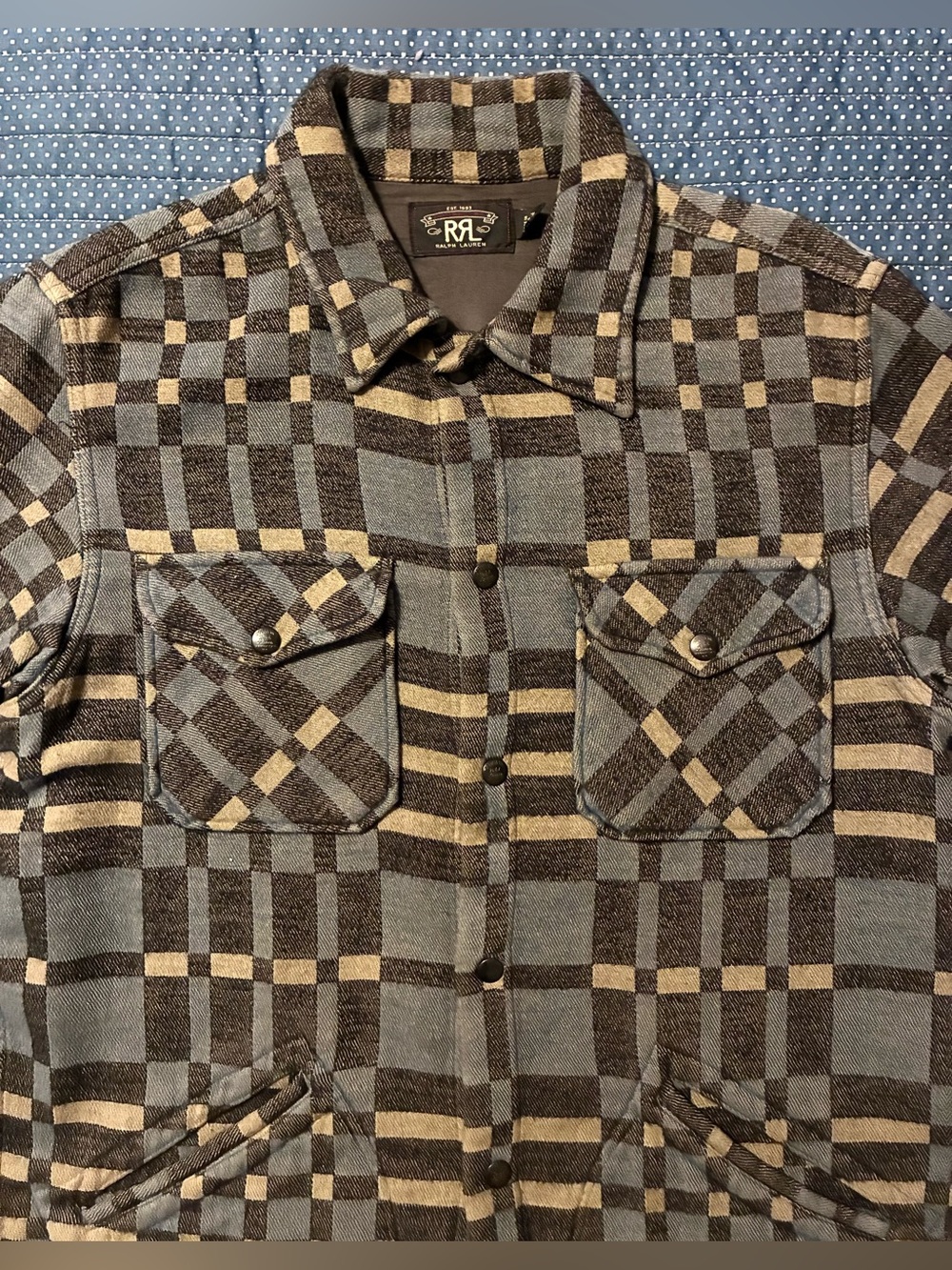 DOUBLE RL RALPH LAUREN RRL COTTON SHIRT/ JACKET- MEN’S SIZE MEDIUM - Picture 5 of 12